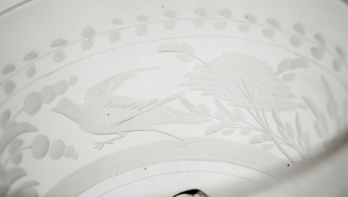 A Bohemian engraved glass wine goblet, c.1690-1700